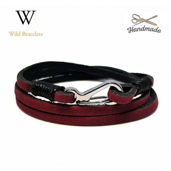 Bratara din piele natuarala Wrap burgundy, cu inchizatoare rapida din inox vopsit electrostatic