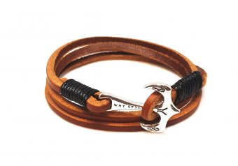 Bratara Wild Bracelets, Wrap maro cu ancora, din piele naturala, lucrata 100% manual 