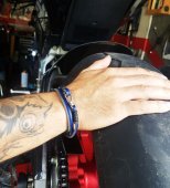 Bratara din piele natuarala Wrap albastru, cu inchizatoare rapida din inox vopsit electrostatic