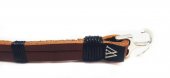 Bratara Wild Bracelets din piele naturala, lucrata 100% manual cu ancora argintie, maro 