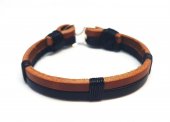 Bratara Wild Bracelets din piele naturala, lucrata 100% manual cu ancora argintie, maro cu negru