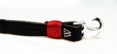 Bratara Wild Bracelets din piele naturala neagra cu prinderi rosii, lucrata 100% manual cu ancora argintie