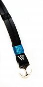 Bratara Wild Bracelets din piele naturala neagra cu prinderi turquaz, lucrata 100% manual cu ancora argintie
