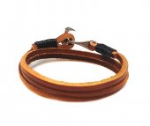 Bratara Wild Bracelets, Wrap maro cu ancora, din piele naturala, lucrata 100% manual 